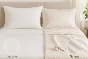 Meta description: Percale vs sateen, demystified feel, breathability, durability and care. A global guide (Pakistan-rooted) to choosing sheets you’ll love year-round.